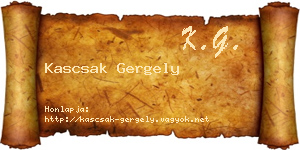 Kascsak Gergely névjegykártya
